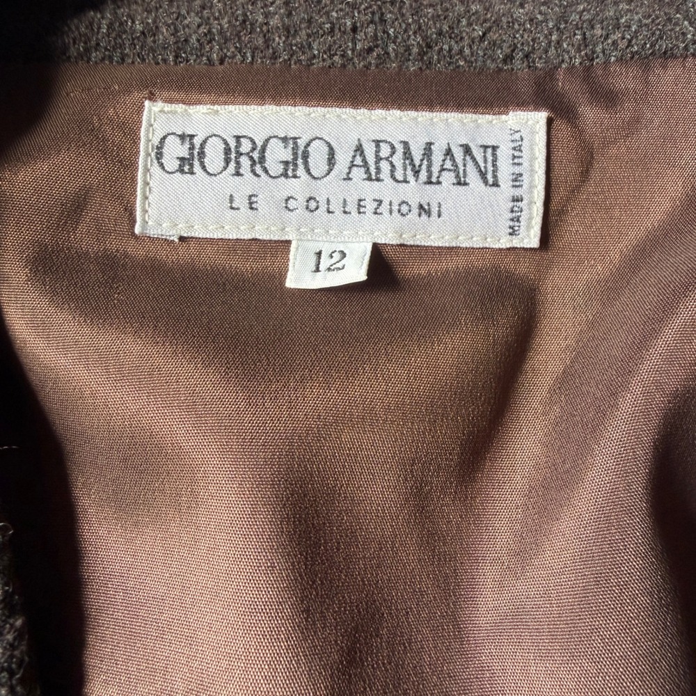 Giorgio Armani Le Collezioni Brown Wool Blend Skirt Suit Set Made in Italy 12/8 - Picture 2 of 16